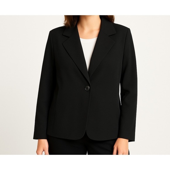 Nine West Jackets & Blazers - Nine West Womens Black Blazer Jacket Sz 4 Collared Button Front Career Office Lq